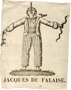 Gravure représentant un homme avalant un sabre en tenant des animaux.