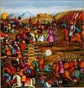 Peinture représentant Nader Chah à la bataille de Murche-Khort