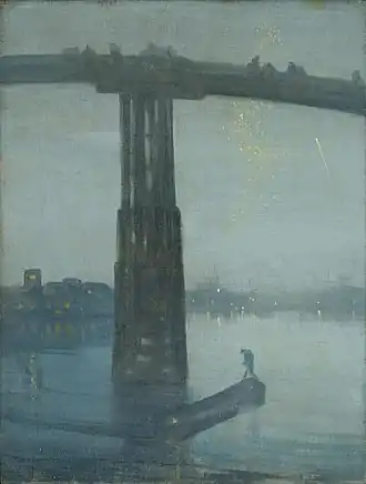 James McNeill Whistler (1834-1903) : Nocturne en bleu et or - le Vieux Pont de Battersea, 1875.