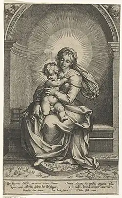5 :  Vierge en majesté avec Jésus et un oiseau d'après Frans Francken II.