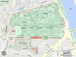 Position de la galerie de Botanique et de ses annexes au Muséum national d'histoire naturelle.