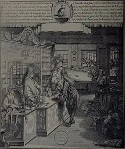 Jean-Charles van der Borcht (1668-1735), conseiller et maître général des monnaies dans sa manufacture de fils d'or et d'argent, Bruxelles, 1694