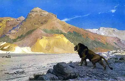 Lion sur la falaise.