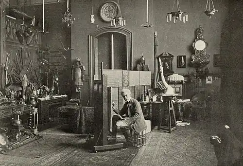 Jean-Léon Gérôme dans l'atelier de son hôtel particulier 6, rue de Bruxelles, c. 1885.