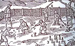 Gravure du XVIIe&nbsp;siècle représentant des jeux populaires (origine :Orbis sensualium pictus)