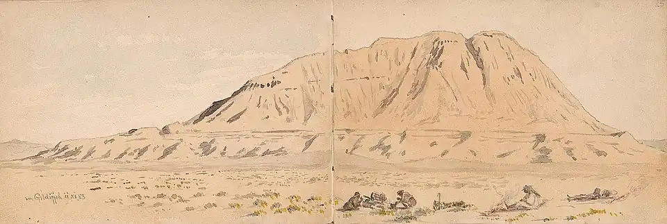 Le mont Jildiyyah, peint par Julius Euting (1883)