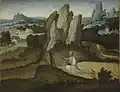 Paysage avec saint Jérôme pénintent, par Joachim Patinir, à la Staatliche Kunsthalle Karlsruhe.