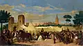 La Feria de Sevilla, tableau de Joaquín Domínguez Bécquer (1817-1879) montrant la porte de San Fernando.