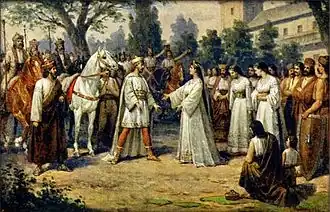 Mythe fondateur de Prague par Krok, Libuše, et Přemysl le laboureur au VIIIe&nbsp;siècle