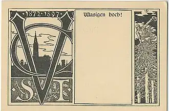 Carte postale éditée à l'occasion du vingt-cinquième anniversaire du Club vosgien.