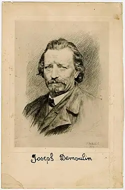 Portrait de Joseph Demoulin, 1879 (Eau-forte ; Inv. Delchevalerie no&nbsp;106 ; 15,8&nbsp;×&nbsp;12&nbsp;cm), Liège, Musée de la Vie wallonne