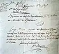 Déclaration du lieu et de la date de naissance de Joseph Marie Stanislas Becquey Beaupre.