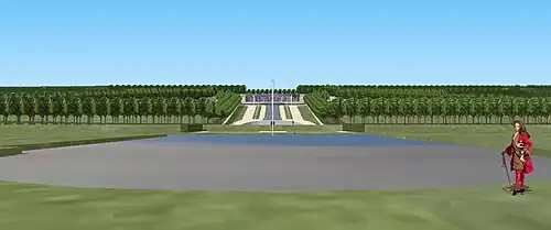 Vue des cascades depuis le bout de la perspective basse. Seconde moitié du XVIIe siècle.