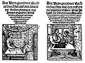 Les pages de titre des deux arithmétiques allemandes éditées la même année (1514) : celle de Köbel&nbsp;(de) (à gauche), et celle de Böschenteyn&nbsp;(de).