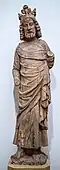 Statue du XIVe&nbsp;siècle, en grès, provenant de la collégiale Saint-Martin : Roi.