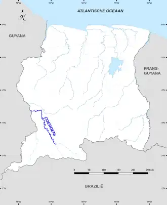 Map of the Coeroeni River in Suriname