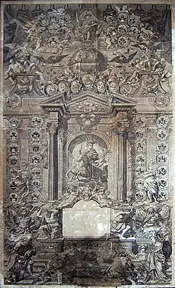 Reichesritterlicher fränkischer Kantonskalender, Archiv Burg Hornberg. Stich, 167 × 85 cm