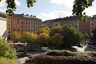 Karlavägen vue de l'Engelbrektskyrkan.