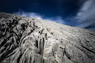 Vue détaillée sur les lapiaz.