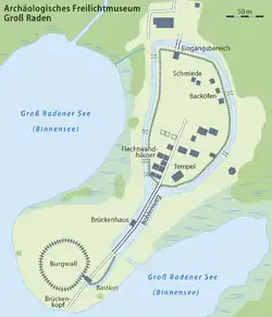 Plan du grad de Groß Raden&nbsp;(en).