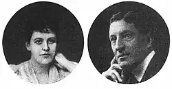 Double médaillon en vis-à-vis. A gauche, Katherine Routledge reposant sa tête sur son poing. A droite, William Scoresby ayant la main légère contre son visage.