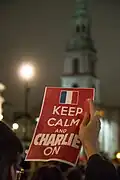 À Trafalgar Square en hommage aux victimes l'Attentat contre Charlie Hebdo, 2015.