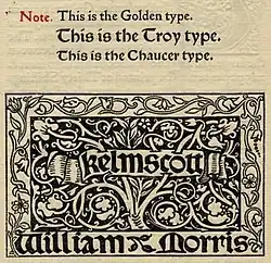 Fontes de caractères Golden, Troy et Chaucer (1897).