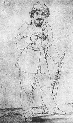 Autoportraiten uniforme de chasseur du Lützowsches Freikorps