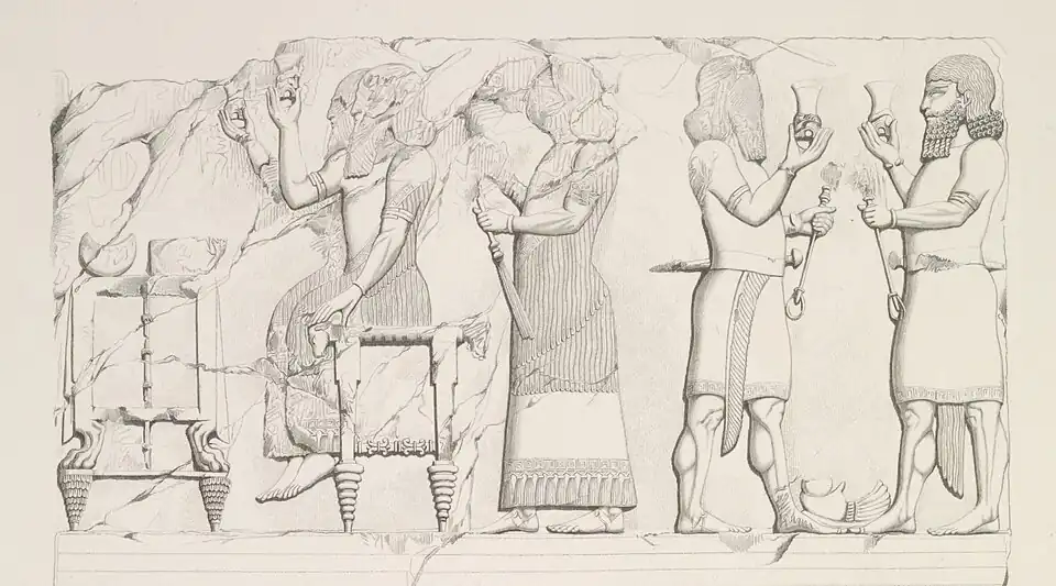 Scène de banquet. Bas-relief de la salle 2.