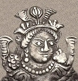 Portrait de Kidara I sur la monnaie.