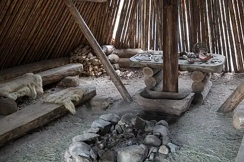 Intérieur d'une demeure de l'âge de pierre