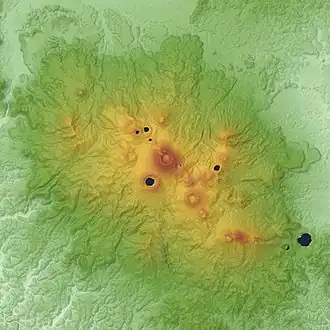 Modèle numérique de terrain des monts Kirishima.