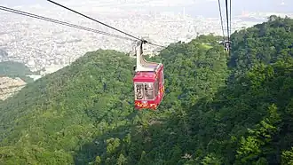 Cabine en montée vers le Mont Maya.