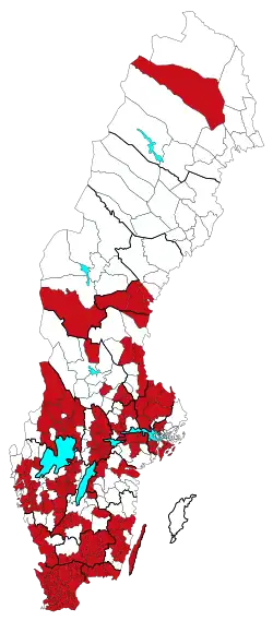 Cartes des résultats des Démocrates suédois.