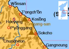 Carte de localisation du Kumgangsan.