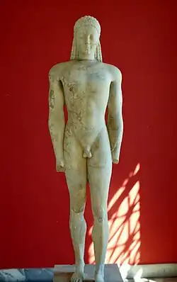 Kouros de Volomandra, vers -550 , NAMA 1906. Trouvé à Volomandra, Attique.