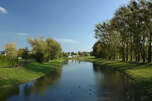 La rivière Opava près de Kravaře.