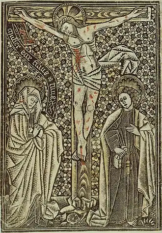 6. Anonyme, Crucifixion, gravure en criblé, Kupferstichkabinett, Staatliche Museen zu Berlin.