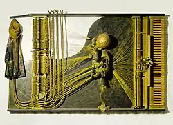1975-76, Métastation des tons abandonnées, assemblage, 132 x 212 x 30&nbsp;cm, la Salle Kristek, Château Ruegers, Riegersburg