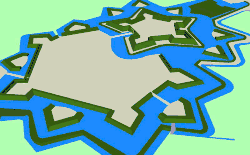 Schéma 3D d'un ouvrage bastionné