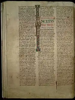 Enluminure du XIIe représentant saint Philibert dans le Légendier de Cîteaux (Dijon, bibliothèque municipale, ms. 641, f. 22v)