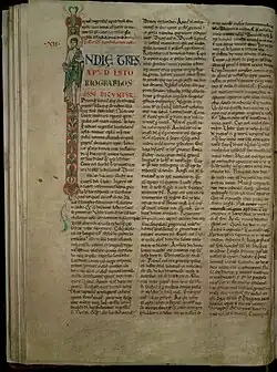 Enluminure du XIIe&nbsp;siècle représentant saint Barthélémy dans le Légendier de Cîteaux (Dijon, Bibliothèque municipale, ms. 641, f. 24v)