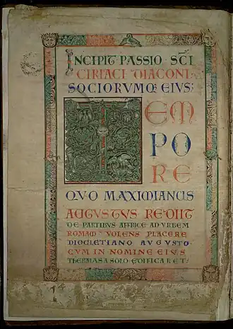 Enluminure du Légendier de Cîteaux, initiale "T" de "Tempore" (BM Dijon, ms. 641, f. 2v)