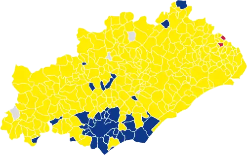 Nuance politique des candidats arrivés en tête dans chaque commune au 2d tour des élections législatives de 2017.