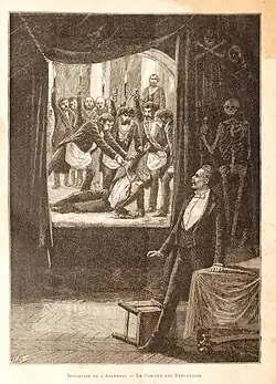 Le profane est introduit dans le Cabinet de réflexion.