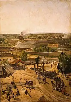 Vue panoramique peinte par Philippet de Rome prise par Garibaldi le 3 juin 1849 (panneau numéro 1).