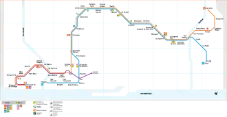 Schéma des tracés des lignes               et               une fois terminées.