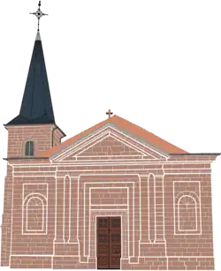 L'église Sainte-Croix. Dessin vectoriel.