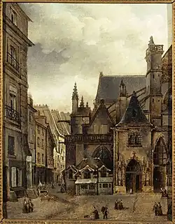 L'église de Saint-Germain-l'Auxerrois et la rue Chilpéric, vers 1840. Anonyme (ca. 1840), musée Carnavalet, Paris.