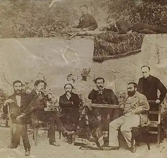 Louis Duchesne, debout à droite, à l'École française de Rome, vers 1873-1876.